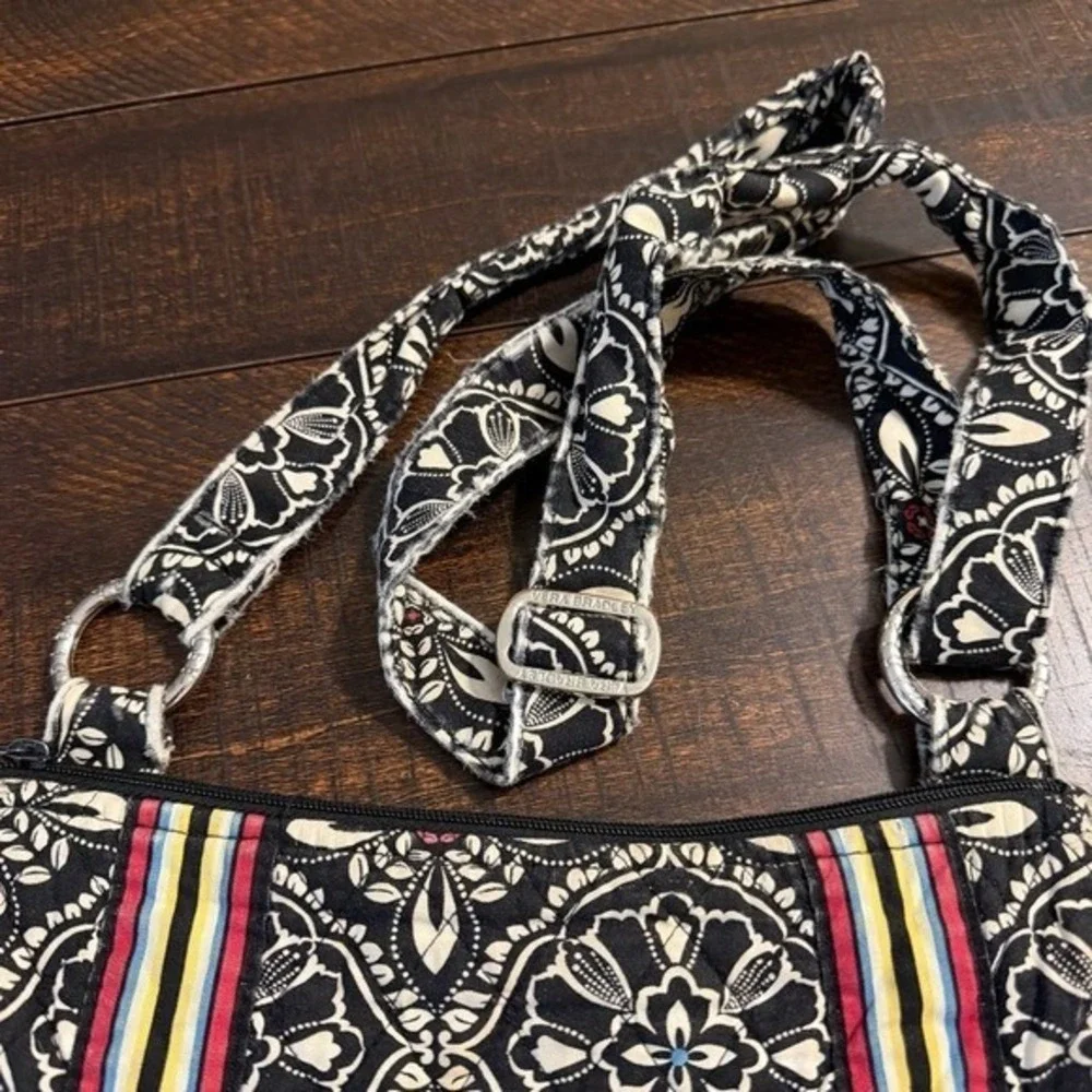 Vera Bradley Night and Day Hipster Crossbody Bag Black White Floral One Size